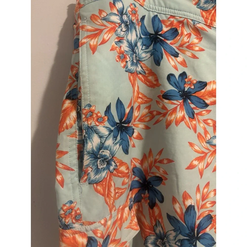 Crown‎ and Ivy Swim Trunks Men's XL Mesh Lined Board Shorts Blue Palm Trees